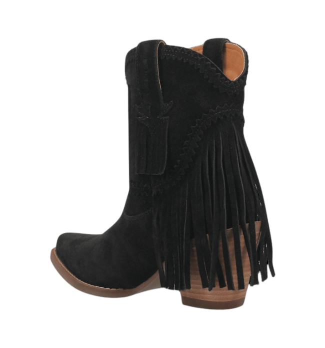 Dingo DI187 Women’s Fandango Leather Fringe Bootie Black