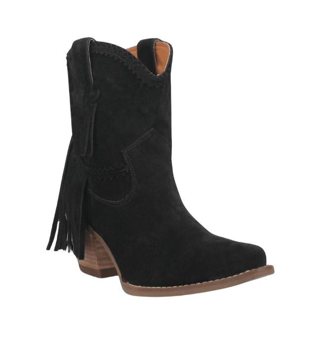 Dingo DI187 Women’s Fandango Leather Fringe Bootie Black