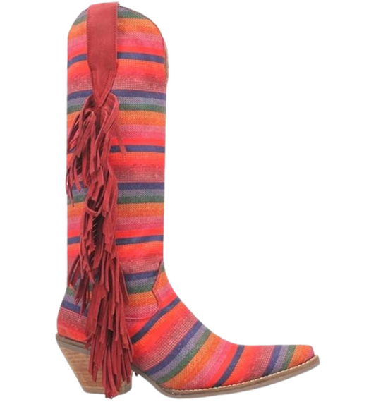 Dingo DI193 Hot Tamale Women’s Red Fringe Fabric Boots – 15″ Shaft