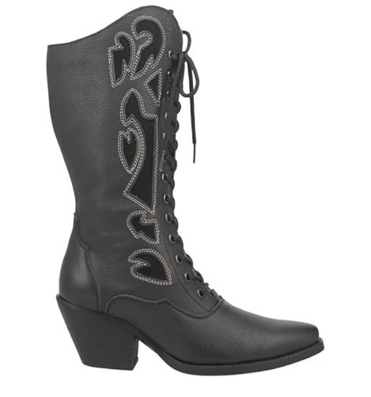 Dingo DI817 Women's San Miguel Snip Toe Leather Mid-Calf Boots – Black