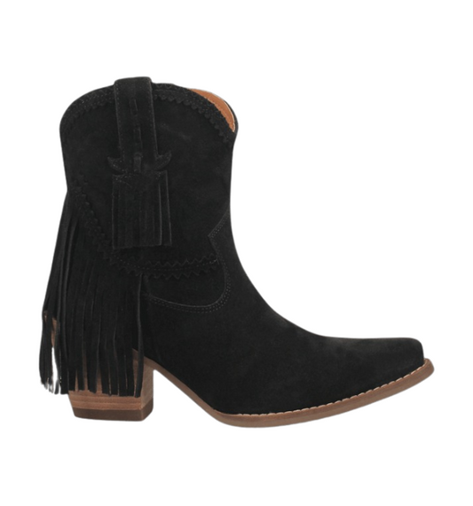 Dingo DI187 Women’s Fandango Leather Fringe Bootie Black