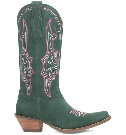 Dingo DI196 Women's Hot Sauce Snip Toe Leather Mid-Calf Boots - Green