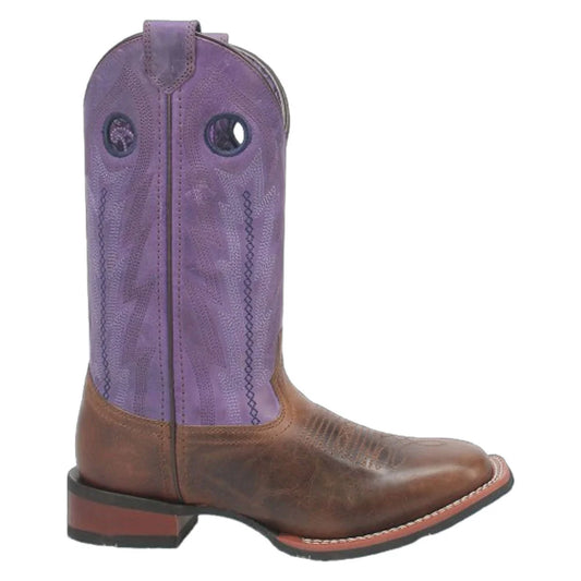 Laredo Bonnie L3120 Women’s Square Toe Cowboy Boots – Tobacco/Purple