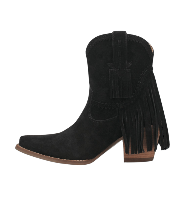 Dingo DI187 Women’s Fandango Leather Fringe Bootie Black