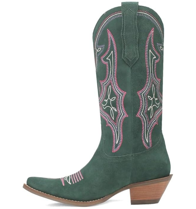 Dingo DI196 Women's Hot Sauce Snip Toe Leather Mid-Calf Boots - Green