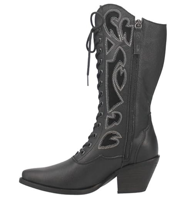 Dingo DI817 Women's San Miguel Snip Toe Leather Mid-Calf Boots – Black