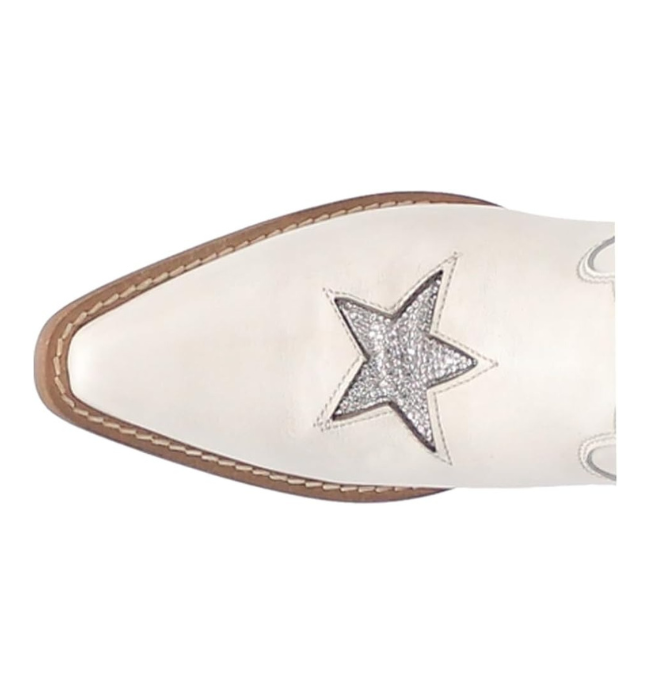 Dingo DI582 Women's Star Struck Snip Toe Leather Ankle Boots – White