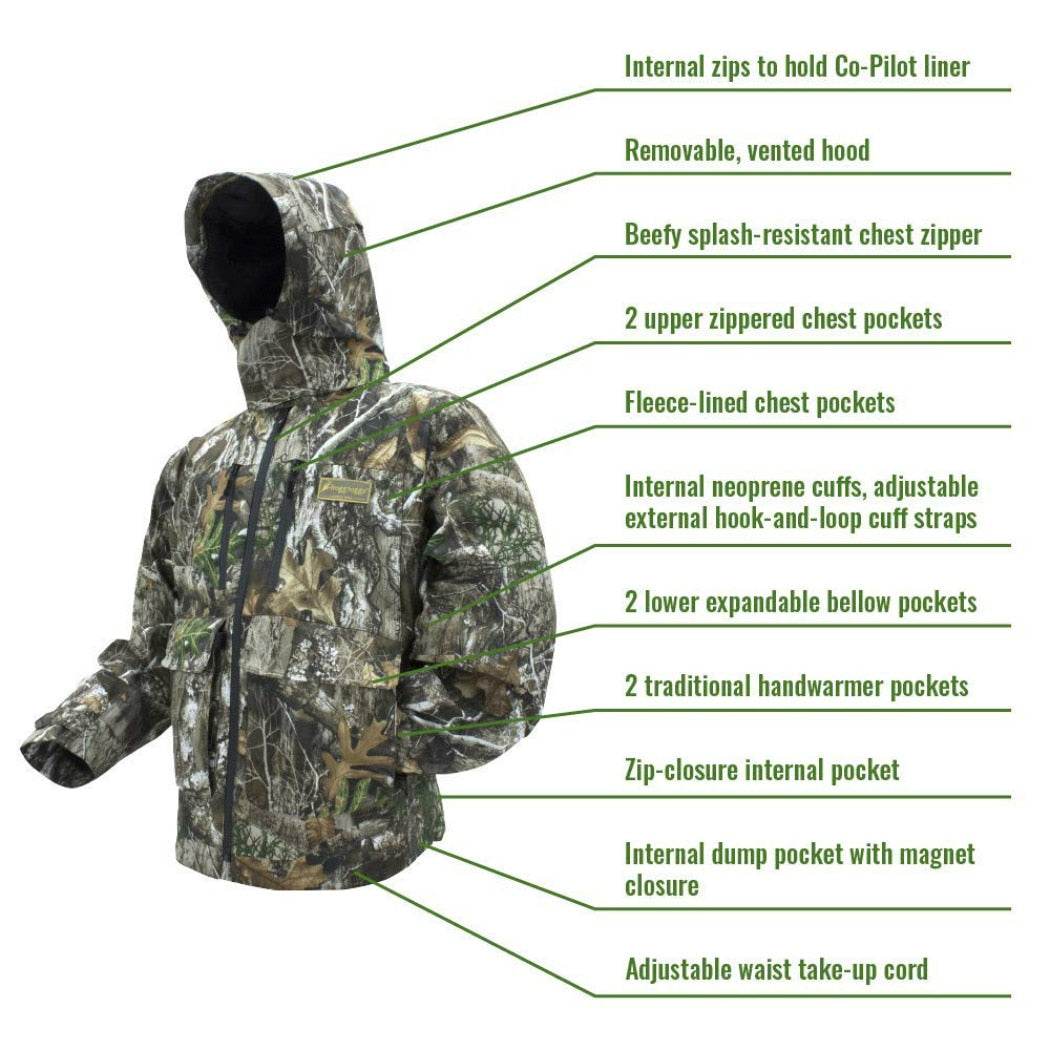 Frogg Toggs PF63161-58 Mens Pilot II Guide Realtree Edge Camo Waterproof Jacket