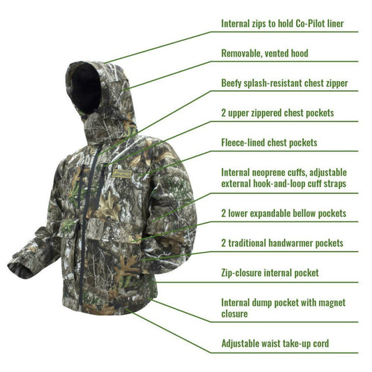 Frogg Toggs PF63161-58 Mens Pilot II Guide Realtree Edge Camo Waterproof Jacket