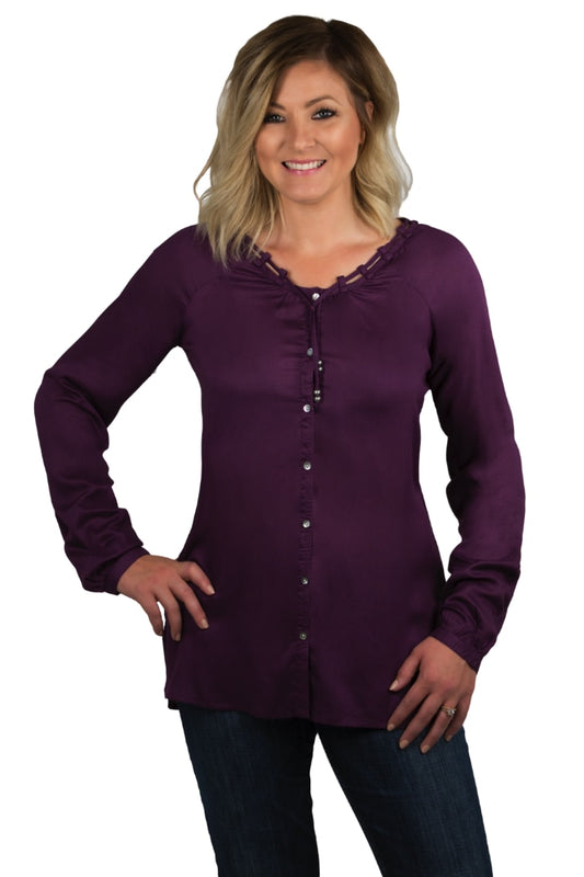 Noble Outfitters 21021-635 Womens Charmer Peasant Top Shirt