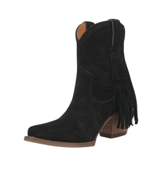 Dingo DI187 Women’s Fandango Leather Fringe Bootie Black