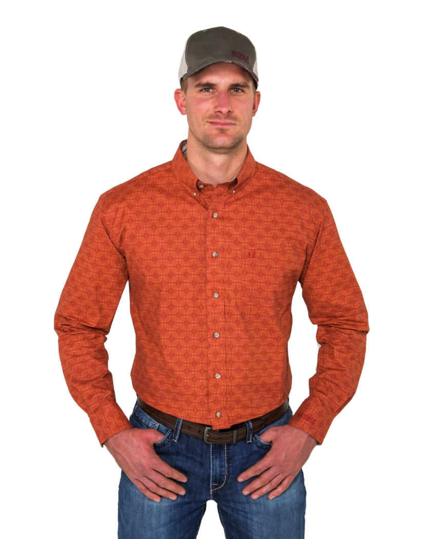 Noble Outfitters 11002-355 Mens Generations Burnt Sienna Geo Print Shirt