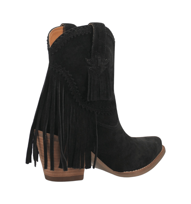 Dingo DI187 Women’s Fandango Leather Fringe Bootie Black