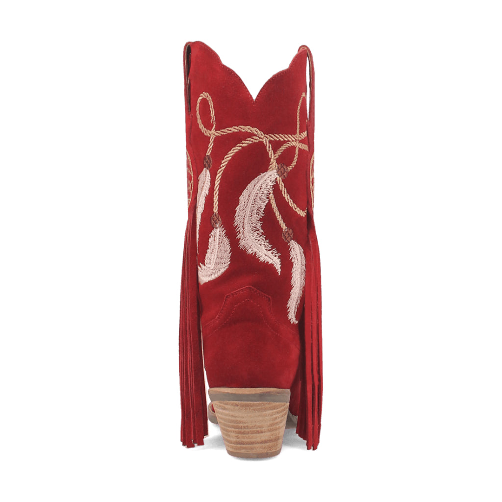 Dingo Di169 Women's Day Dream Fringe Embroidered Leather Cowboy Boots - Red