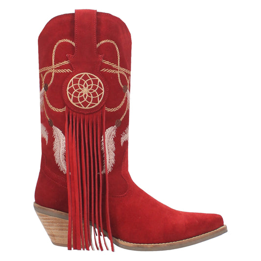 Dingo Di169 Women's Day Dream Fringe Embroidered Leather Cowboy Boots - Red