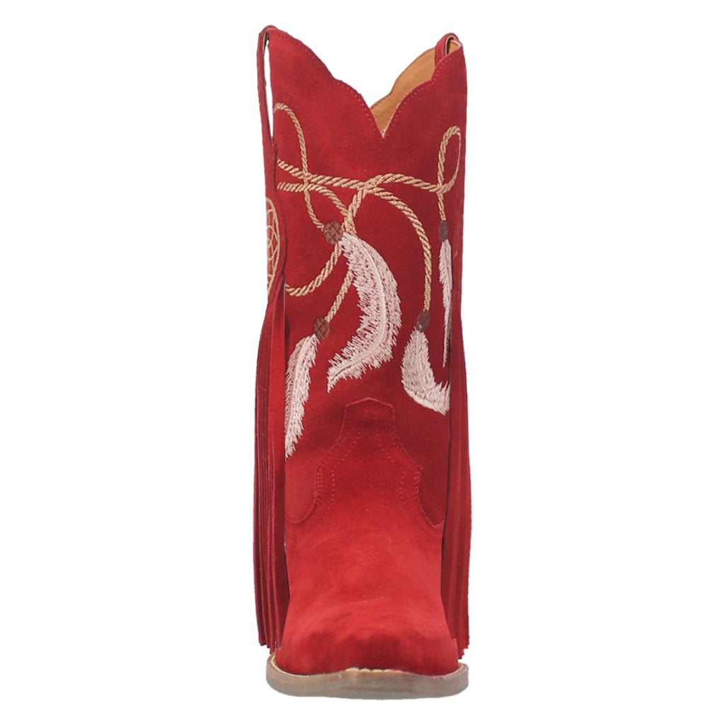 Dingo Di169 Women's Day Dream Fringe Embroidered Leather Cowboy Boots - Red