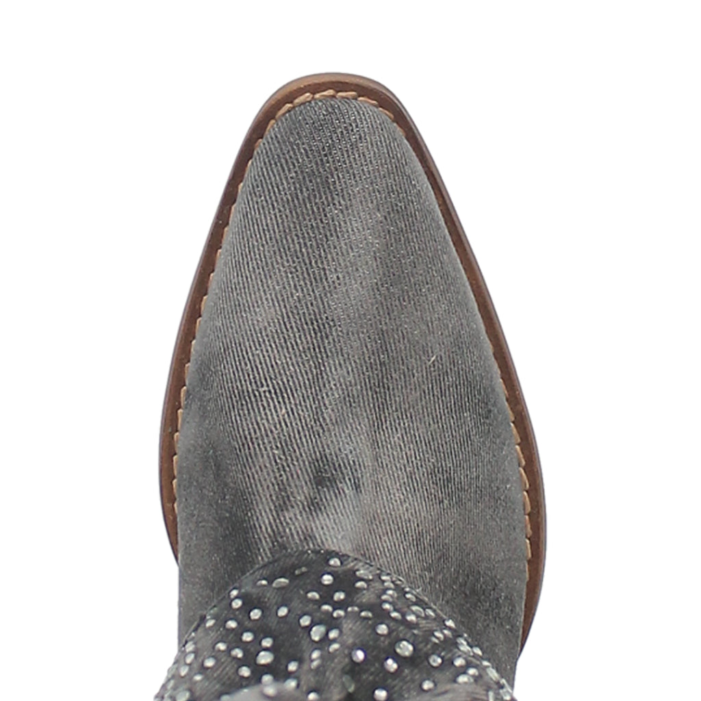 Dingo Di177 Women's Eye Candy Rhinestone Snip Toe Leather Cowboy Casual Boots - Black