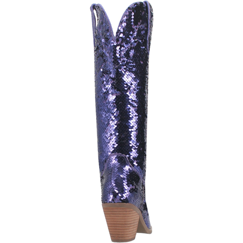 Dingo Di182 Women's Dance Hall Queen Fabric Sequin Snip Toe Cowboy Casual Boots - Purple