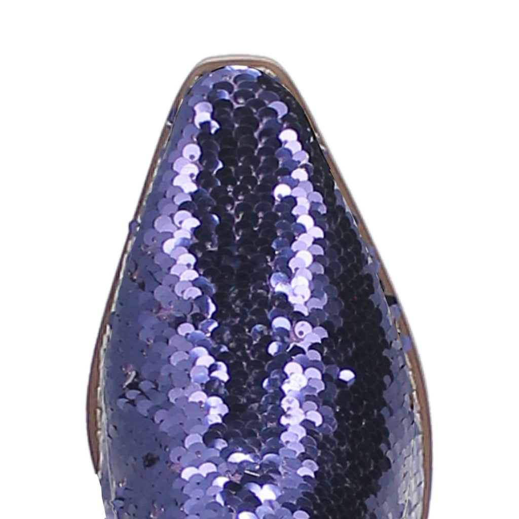 Dingo Di182 Women's Dance Hall Queen Fabric Sequin Snip Toe Cowboy Casual Boots - Purple