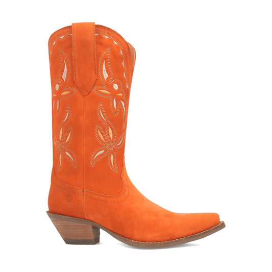 Dingo Di197 Women's Sabana Embroidered Snip Toe Leather Cowboy Casual Boots - Orange