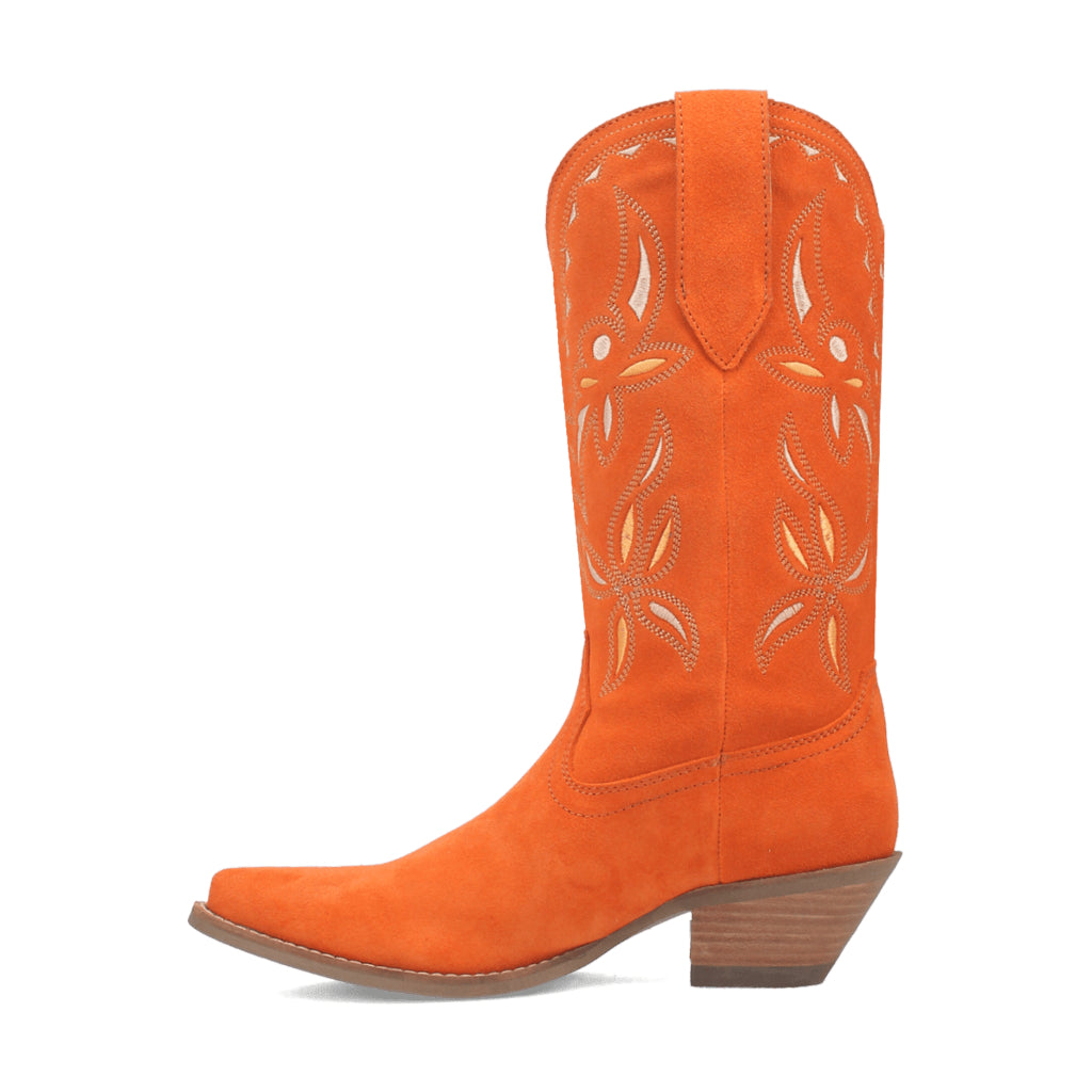 Dingo Di197 Women's Sabana Embroidered Snip Toe Leather Cowboy Casual Boots - Orange