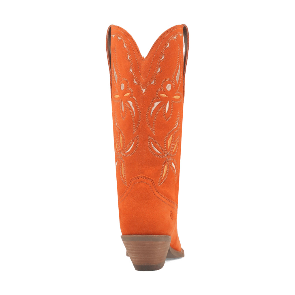 Dingo Di197 Women's Sabana Embroidered Snip Toe Leather Cowboy Casual Boots - Orange