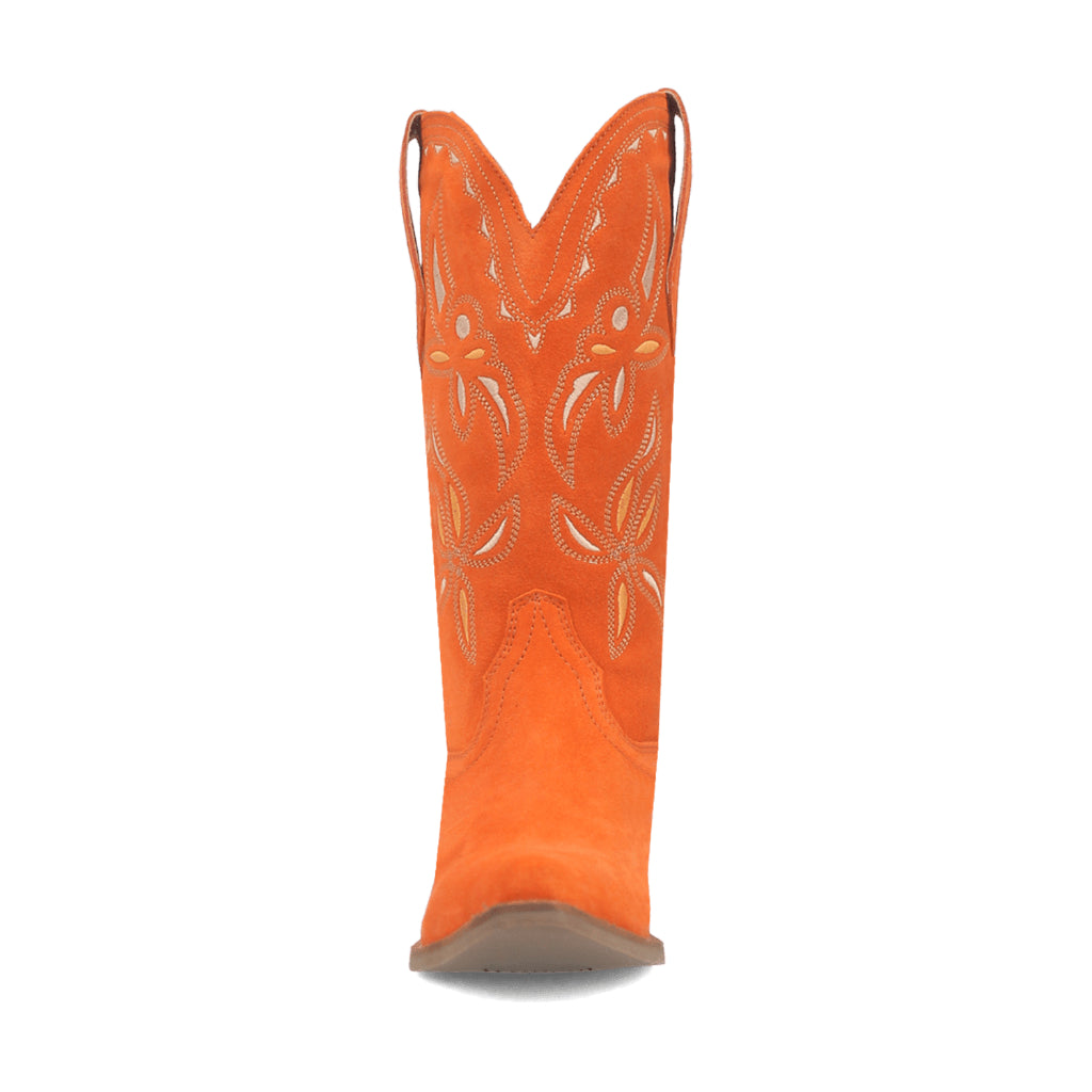 Dingo Di197 Women's Sabana Embroidered Snip Toe Leather Cowboy Casual Boots - Orange