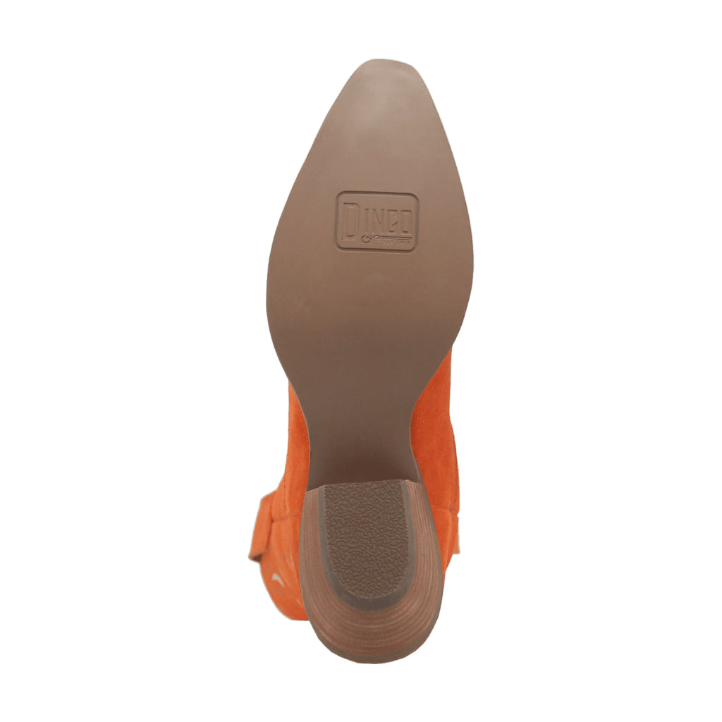 Dingo Di197 Women's Sabana Embroidered Snip Toe Leather Cowboy Casual Boots - Orange