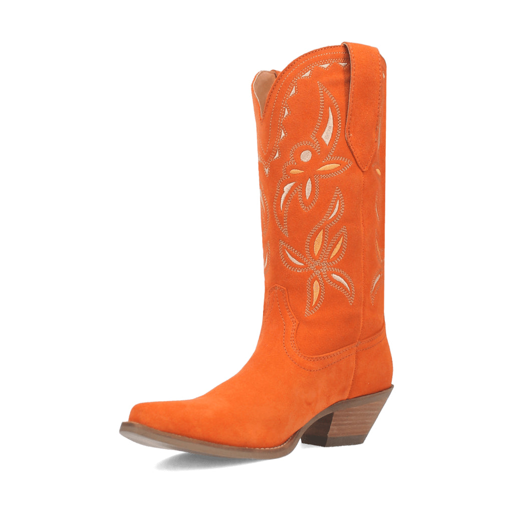 Dingo Di197 Women's Sabana Embroidered Snip Toe Leather Cowboy Casual Boots - Orange