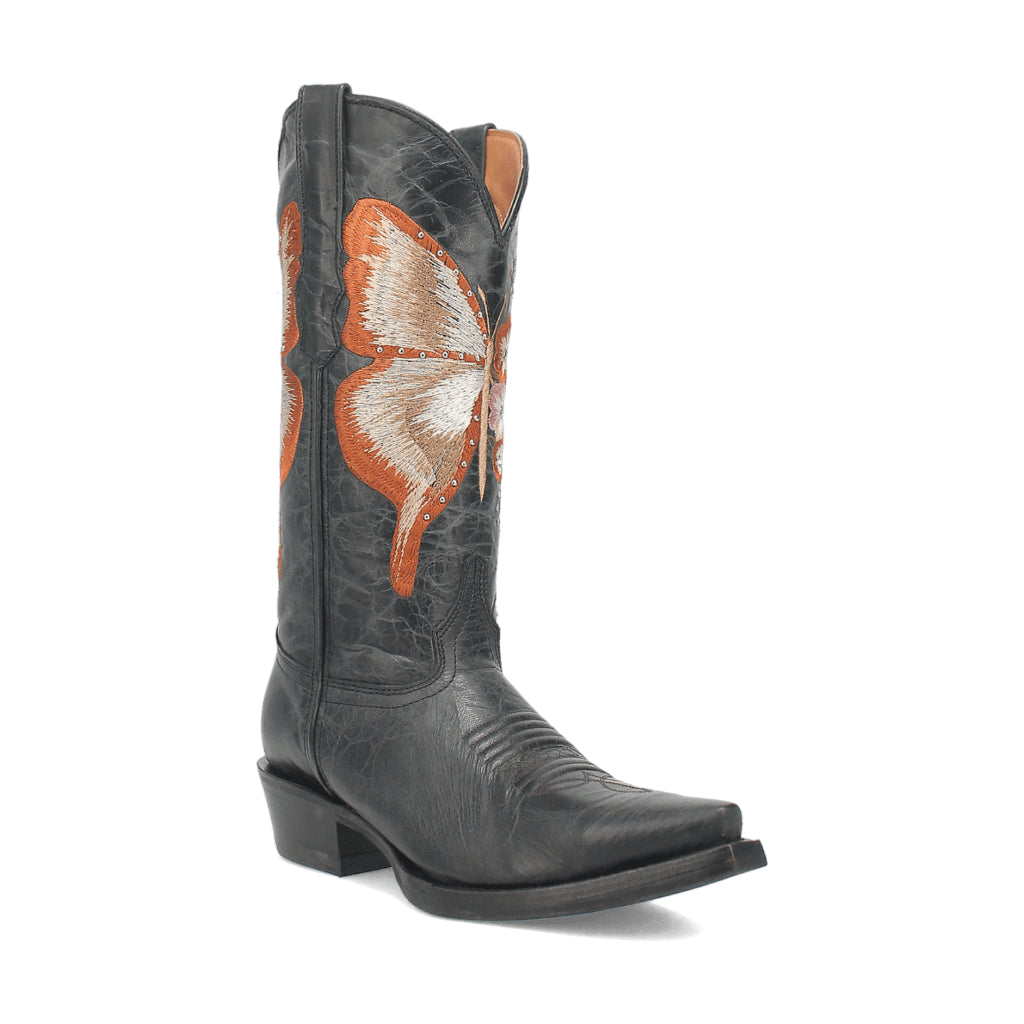 Dingo Di227 Women's Duchess Embroidered Snip Toe Leather Cowboy Casual Boots - Black