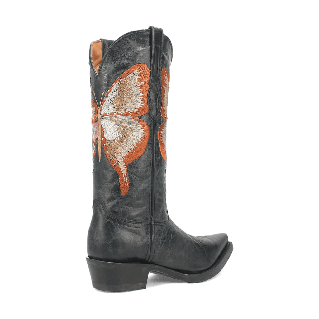Dingo Di227 Women's Duchess Embroidered Snip Toe Leather Cowboy Casual Boots - Black