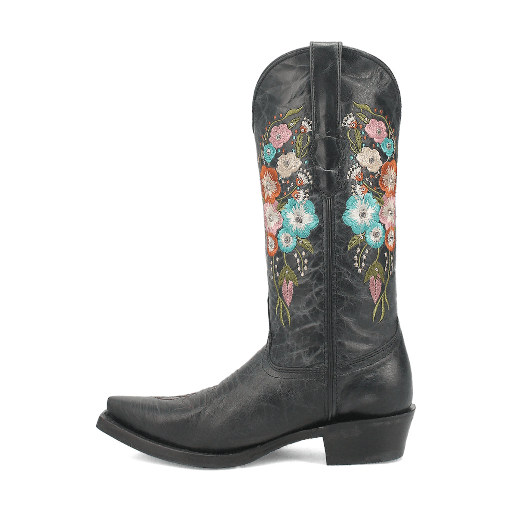 Dingo Di227 Women's Duchess Embroidered Snip Toe Leather Cowboy Casual Boots - Black