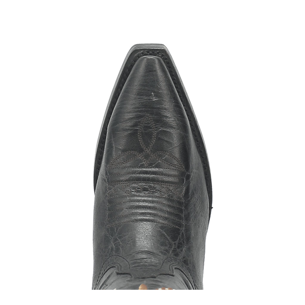 Dingo Di227 Women's Duchess Embroidered Snip Toe Leather Cowboy Casual Boots - Black