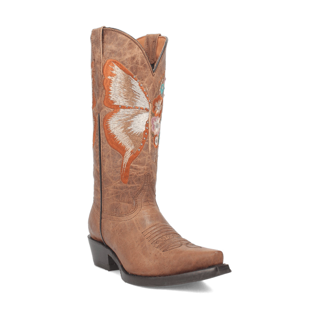Dingo Di227 Women's Duchess Embroidered Snip Toe Leather Cowboy Casual Boots - Brown