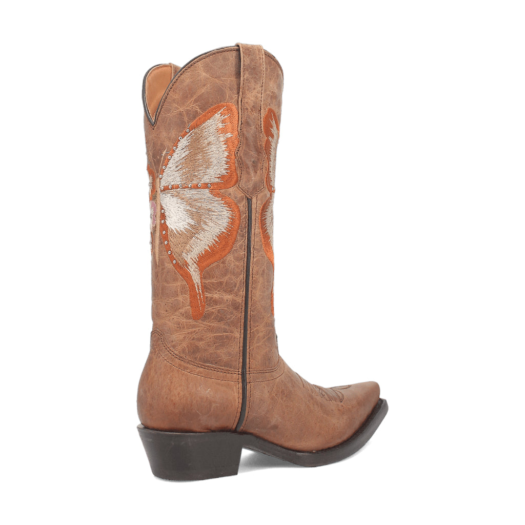 Dingo Di227 Women's Duchess Embroidered Snip Toe Leather Cowboy Casual Boots - Brown