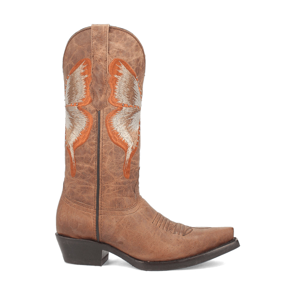 Dingo Di227 Women's Duchess Embroidered Snip Toe Leather Cowboy Casual Boots - Brown