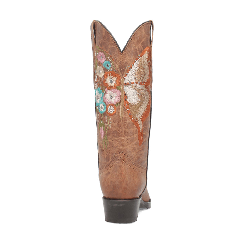 Dingo Di227 Women's Duchess Embroidered Snip Toe Leather Cowboy Casual Boots - Brown