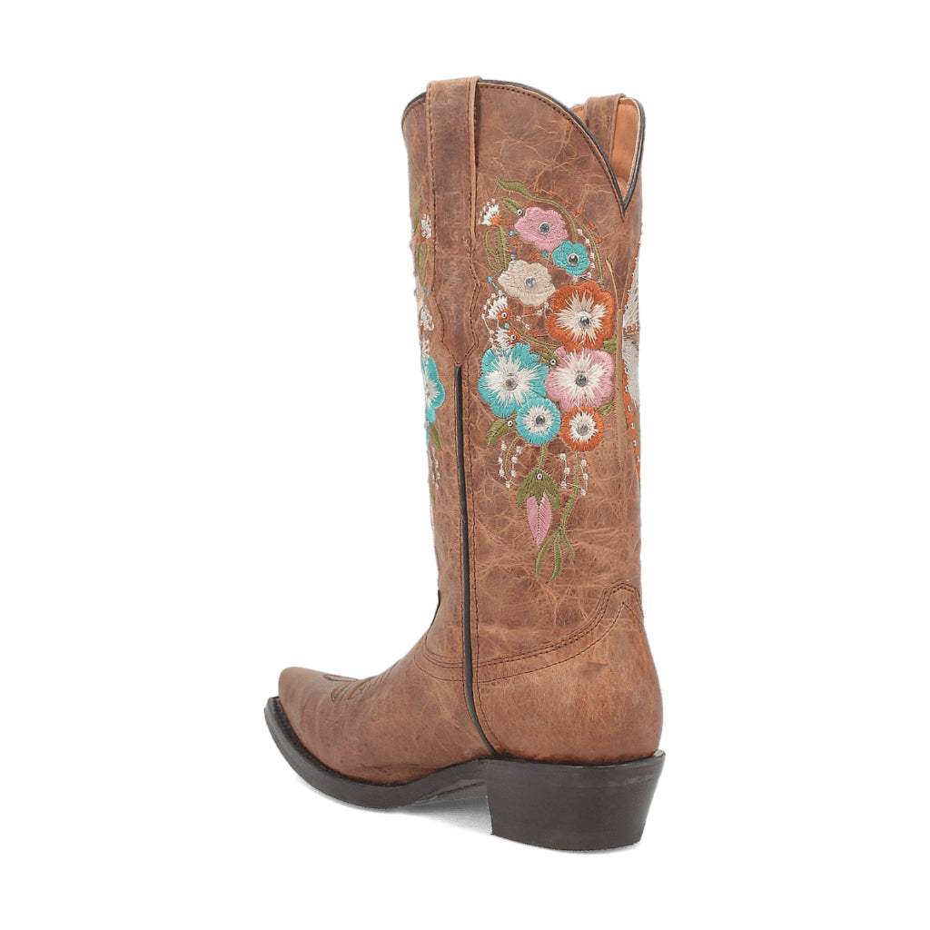 Dingo Di227 Women's Duchess Embroidered Snip Toe Leather Cowboy Casual Boots - Brown