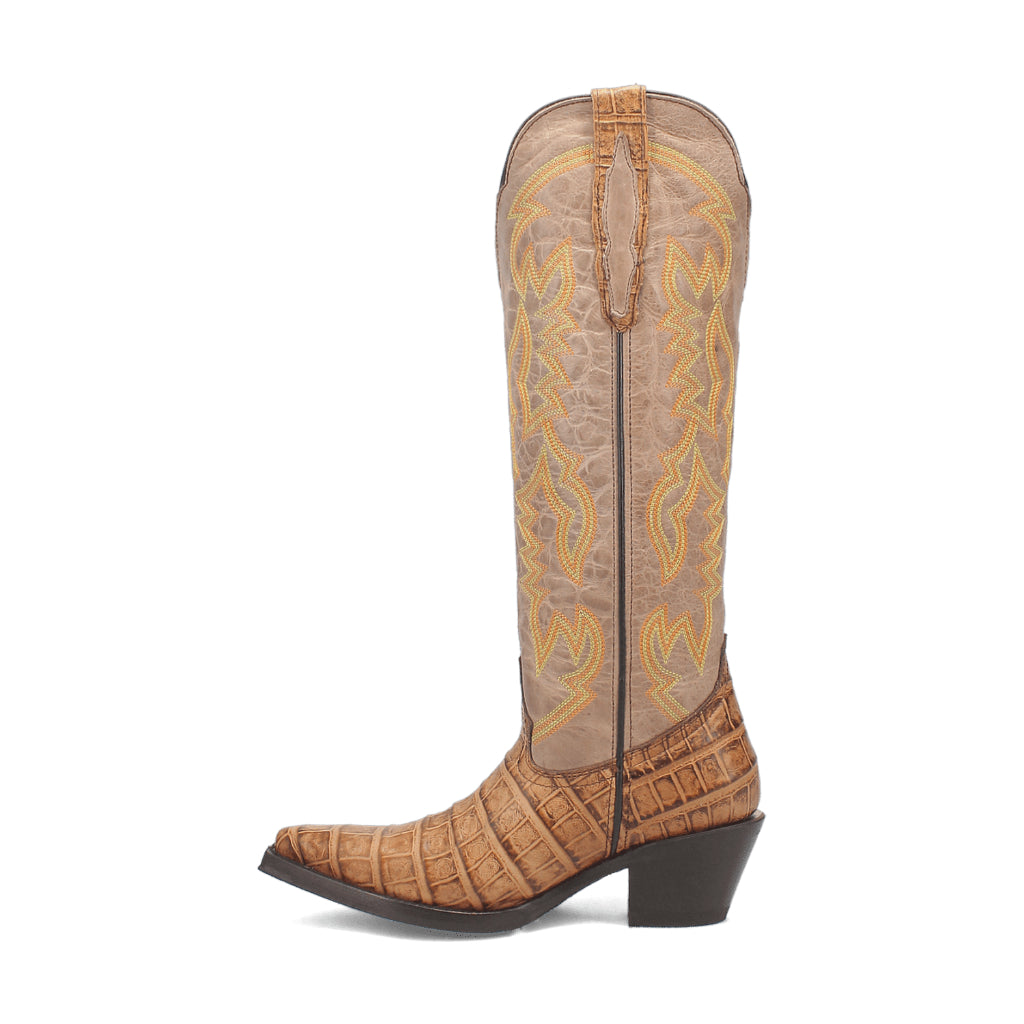 Dingo Di231 Women's Matilda Snip Toe Leather Cowboy Tall Casual Boots - Brown