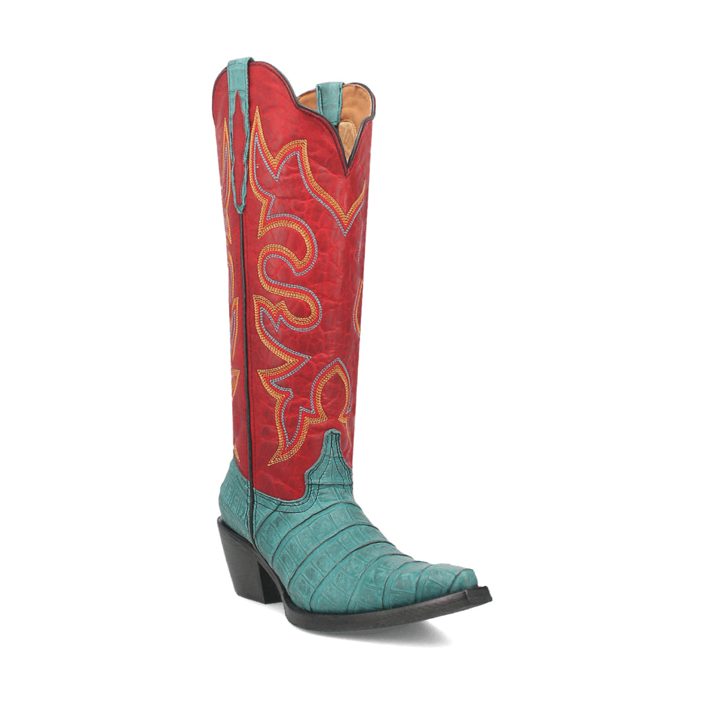 Dingo Di231 Women's Matilda Snip Toe Leather Cowboy Tall Casual Boots - Turquoise