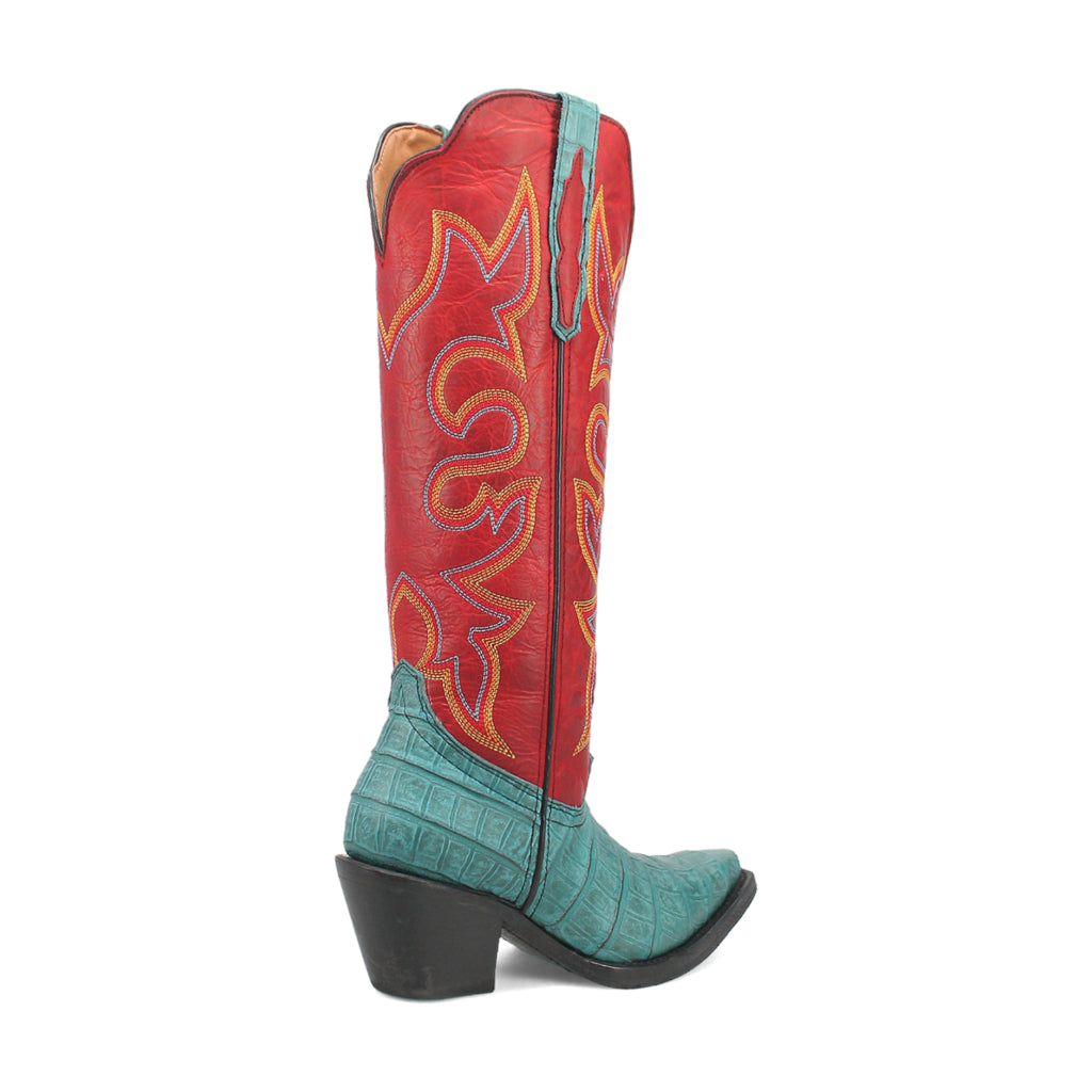 Dingo Di231 Women's Matilda Snip Toe Leather Cowboy Tall Casual Boots - Turquoise