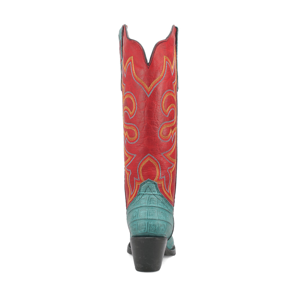 Dingo Di231 Women's Matilda Snip Toe Leather Cowboy Tall Casual Boots - Turquoise