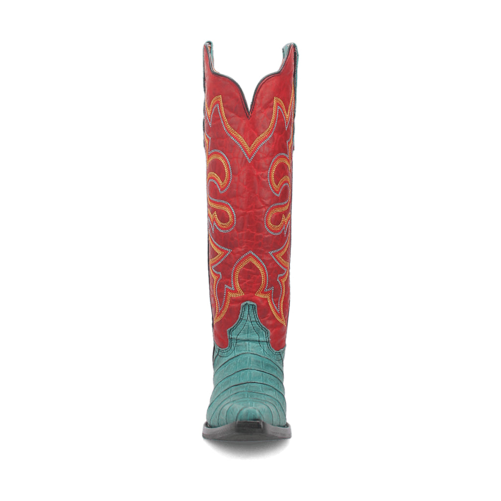Dingo Di231 Women's Matilda Snip Toe Leather Cowboy Tall Casual Boots - Turquoise