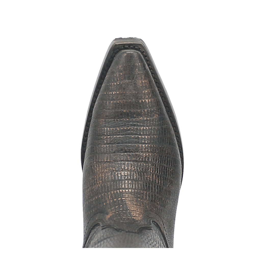 Dingo Di241 Women's Athena Lizard Print Snip Toe Leather Cowboy Casual Boots - Black