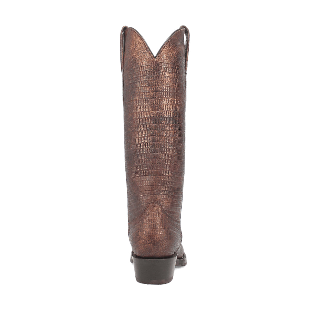 Dingo Di241 Women's Athena Lizard Print Snip Toe Leather Cowboy Casual Boots - Brown