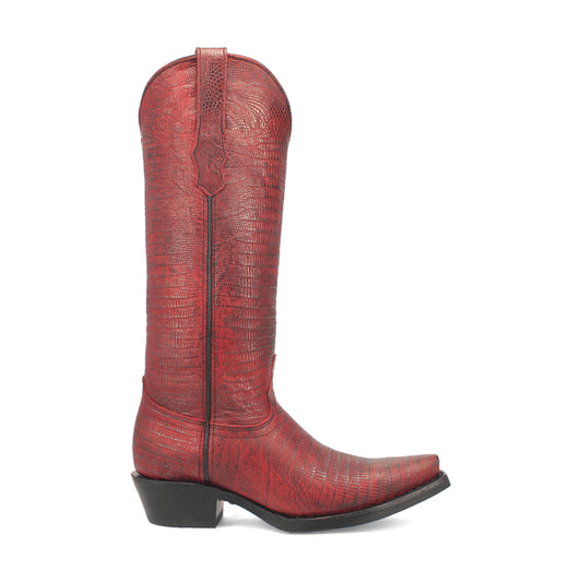 Dingo Di241 Women's Athena Lizard Print Snip Toe Leather Cowboy Casual Boots - Red