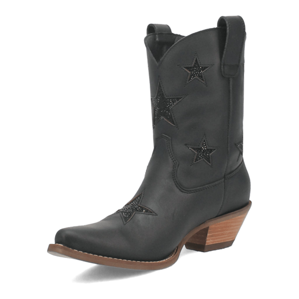 Dingo Di582 Women's Star Struck Tooled Inlay Leather Cowboy Boots - Black