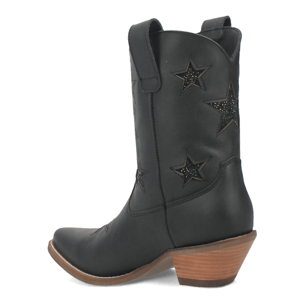 Dingo Di582 Women's Star Struck Tooled Inlay Leather Cowboy Boots - Black