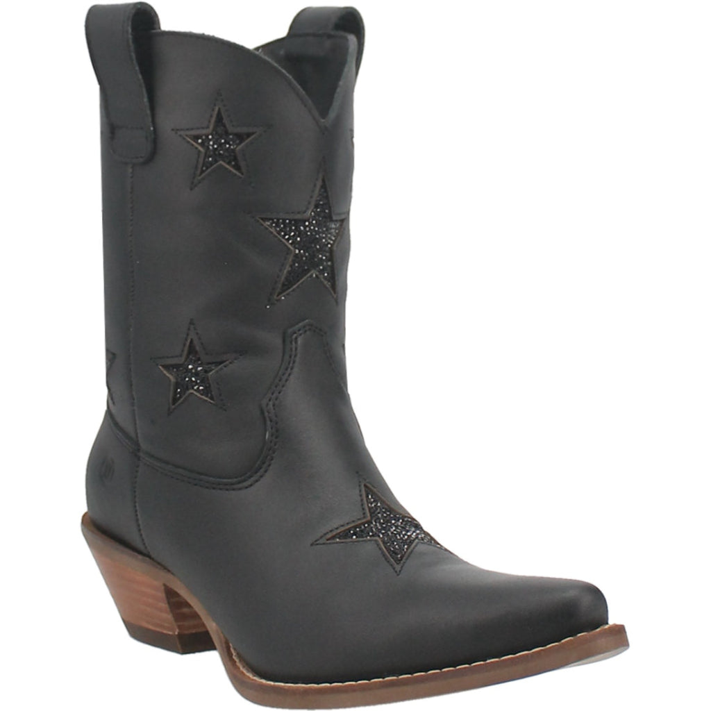 Dingo Di582 Women's Star Struck Tooled Inlay Leather Cowboy Boots - Black