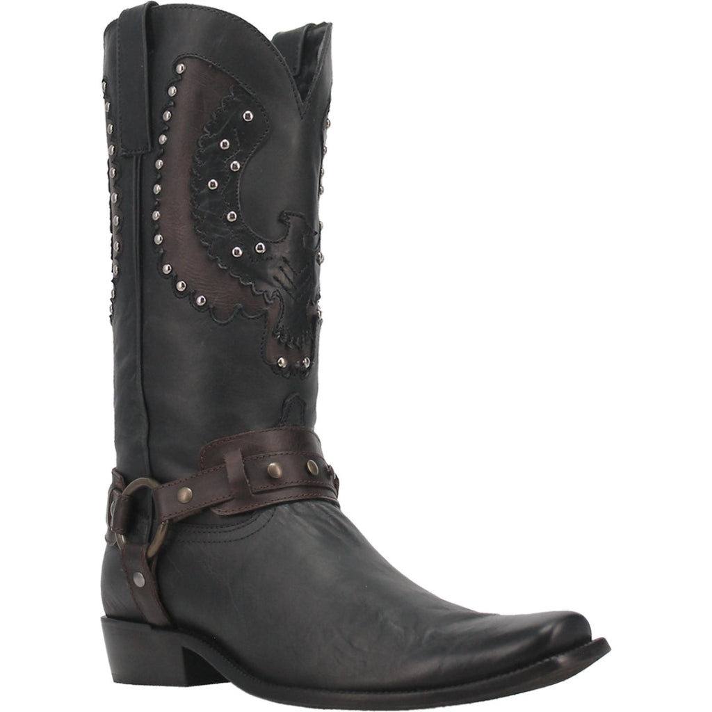 Dingo Di851 Men's War Eagle Studded Square Toe Black Cowboy Boots